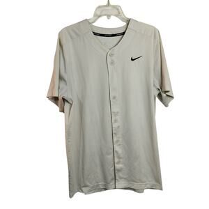 M899) Nike Team Baseball Cream Full Button Practice Jersey Large